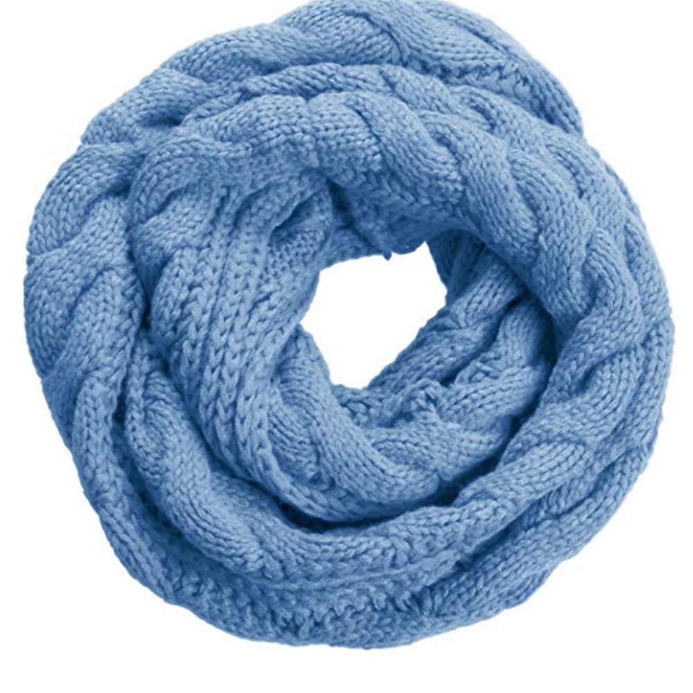 Blue Infinity Scarf Chunky Knit Cable Knit One size